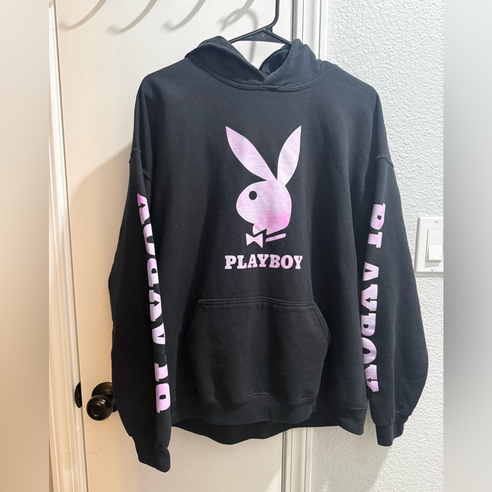 PLAYBOY Black Hoodie with White Logo
